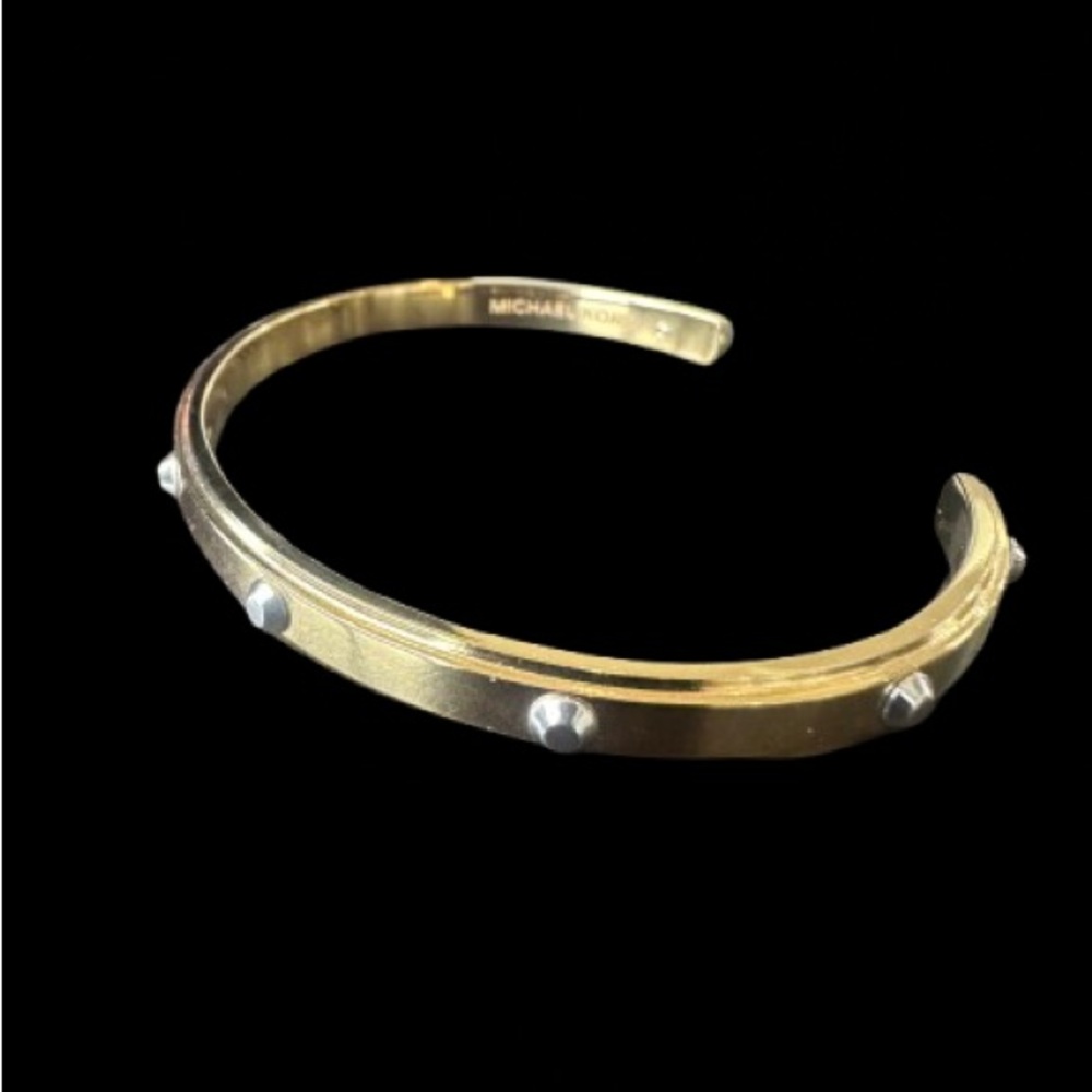 Michael Kors Heritage Astor Gold Tone Cuff with Silver Studs